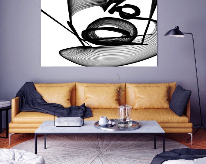 Abstract Black and White 22-12-00. Contemporary Unique Abstract Wall Decor, Large Contemporary Canvas Art Print up to 72" by Irena Orlov
