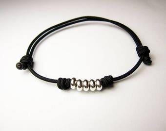 Black String Bracelet, Minimalistic Bracelet, Mens Bracelet, Unisex Bracelet, Adjustable bracelet, Simple Knot Bracelet, Single String
