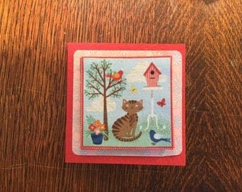 Fabric Cats on Red Card's - see variations