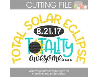 Total Solar Eclipse cut file for Cricut, Silhouette, Instant Download (eps, svg, gsd, dxf, ai, jpg, and png)