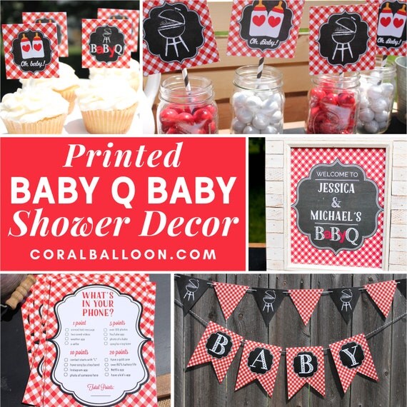 Baby Q Decorations Printed Red Shower Decor Bbq Il 570xn