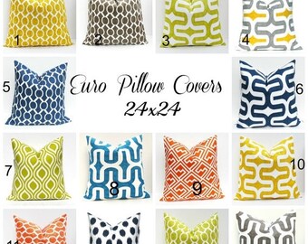 15% Off Sale Euro Pillow Covers Euro Sham Euro Pillow Euro Pillows Accent Pillow Throw Pillow cover Cushion Cover Navy euro Pillow Orange e