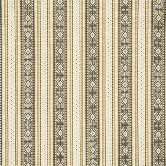 Yellow Grey Woven Stripe Ikat Upholstery Fabric by the Yard