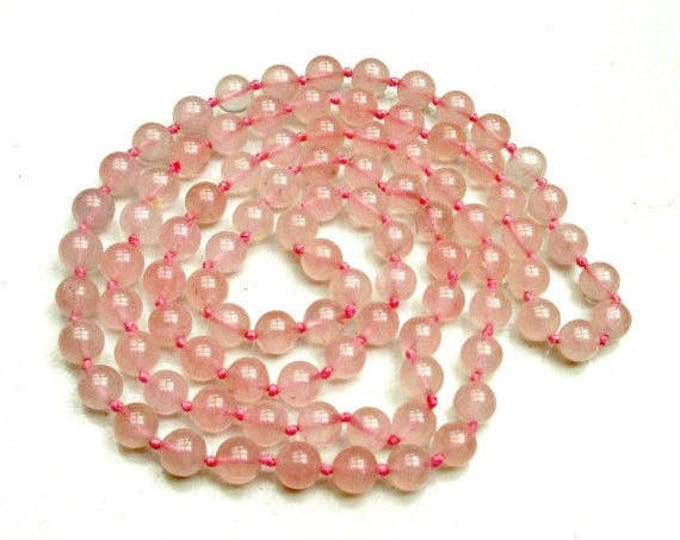 Rose Quartz Bead necklace - pink polished gemstone beads