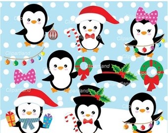 ON SALE INSTANT Download. Christmas penguin clip art. Cp_4. Personal and commercial use.