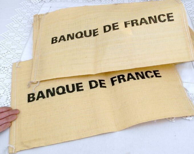 Vintage Unused Money Bags from "Banque de France", Bank Coin Bags, French Central Bank, Cash Convoy, Brinks, Mint Upcycle, Curios