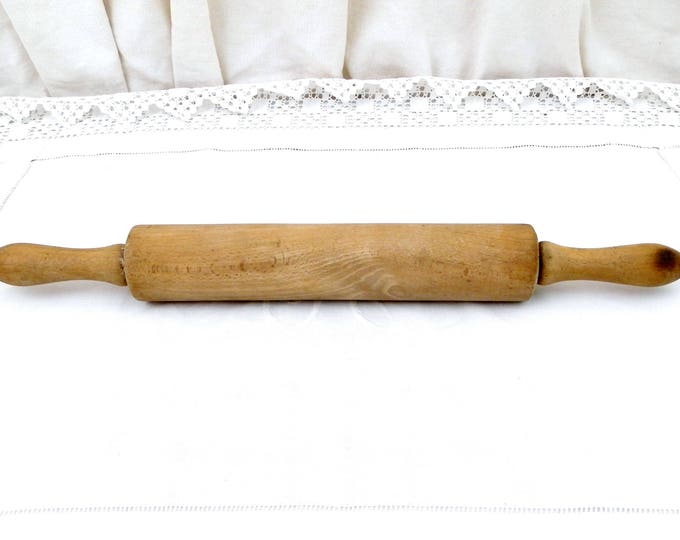 Vintage Rustic French Beech Wooden Rolling Pin, French Country Cottage Decor, Wooden Treen Primitive Kitchenware, Kitchenalia from France