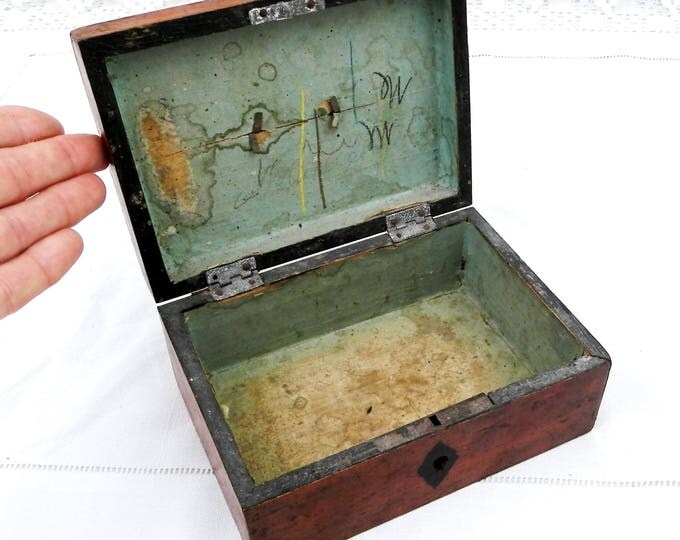 Antique French Oak Box with Metal Handle on the lid, French Country Decor Money Bank, Jewellery / Jewelry / Trinket Box Made of Wood Antique French Oak Box with Metal Handle on the lid, French Country Decor Money Bank, Jewellery / Jewelry / Trinket Box Made of Wood