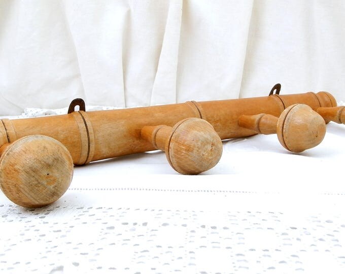 Antique French Traditional Wooden Faux Bamboo Hat Rack, Coat Rack / Hock, French Country Cottage Decor, Retro Rustic Home Entrance Interior