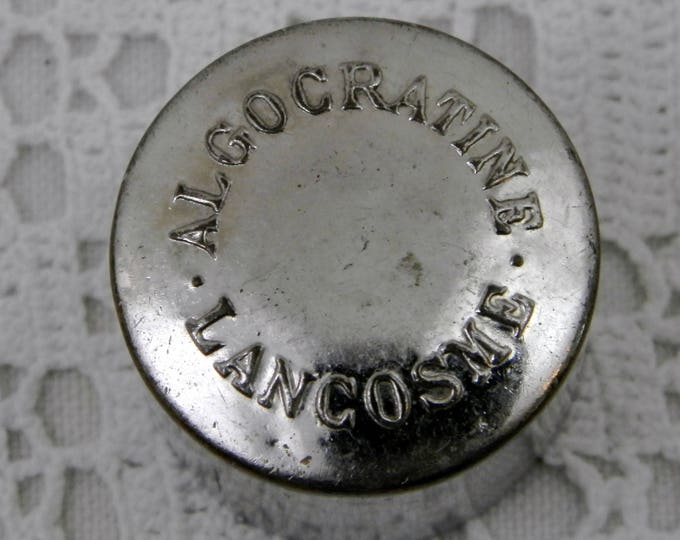 Small Vintage Round Tabular Metal Medication Tin with the Inscription Lancosme Algocratine Paris, Apothecary Pharmacy Decor, French Pill Box