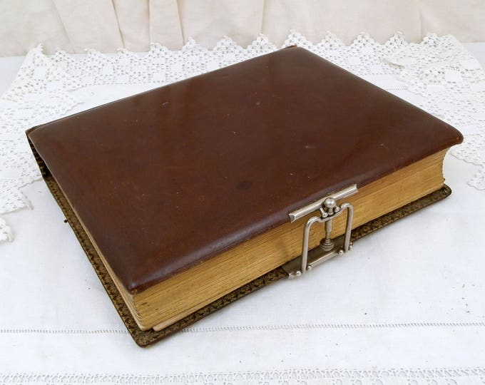 Large Antique French Leather Bound Photo Portrait Album with Metal Lock and Gold Gilt Edges, Family Photograph Book, Brocante Home Decor Large Antique French Leather Bound Photo Portrait Album with Metal Lock and Gold Gilt Edges, Family Photograph Book, Brocante Home Decor