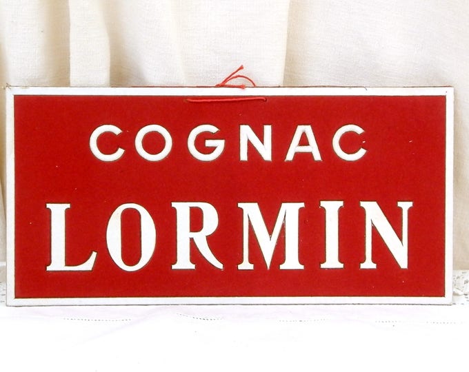 Vintage 1940s Red Cognac Advertising Sign from France Cognac Lormin made of Velveteen on Board, French Publicity, Barmania Man Cave Decor
