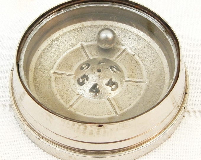 Vintage 1950s Pocket Metal Roulette Game Made in France, Steel Ball Casino Toy, 50s French Dexterity Puzzle, Pocket Game by Securitas