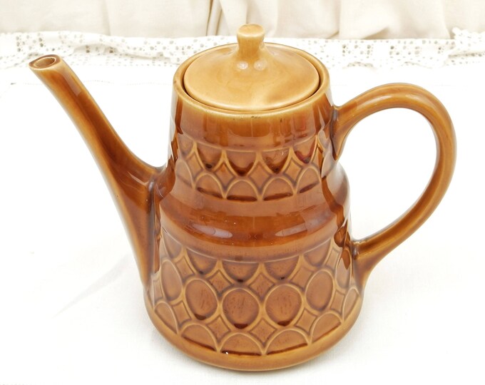 Vintage Mid Century Modern Ceramic Coffee Pot with Geometric Pattern, 1960s Pottery Tea Pot, Retro Kitchen Decor