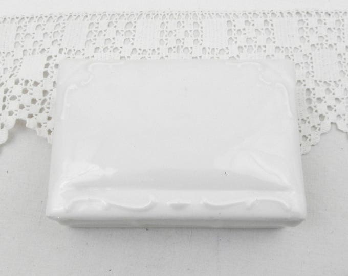 Antique White Porcelain Book Shaped Box, French Wedding Bone China Porcelaine de Paris Jewelry Container, Shabby Chateau Farmhouse Decor