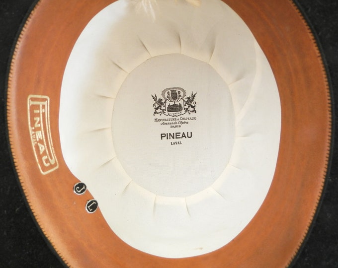 Antique French Barely Used Black Woolen Felt Bowler Hat made by Pineau in Paris, Original Head Wear from France, Brocante Vintage Clothing