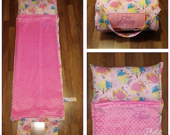 Girls Princess Nap Mat Pink Minky Blanket