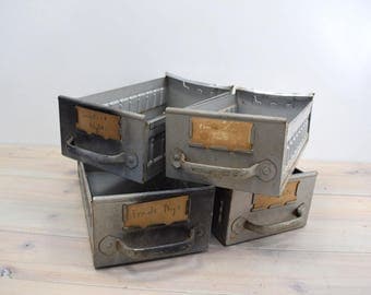 Industrial Metal Box, Hardware Parts Bin, Storage Drawer, Gray