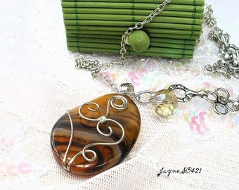 Long necklace with caramel agate * Jayne SO421 *.