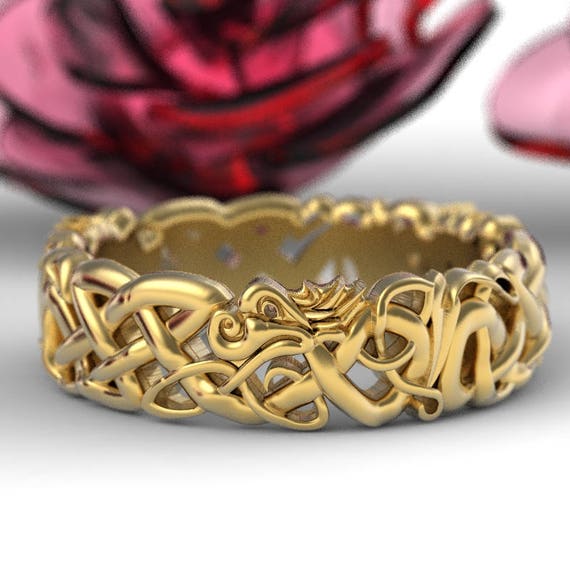 gold celtic dragon wedding ring womens wedding band norse wedding ring viking wedding - Viking Wedding Rings gold celtic dragon wedding ring womens wedding band norse wedding ring viking wedding - Viking Wedding Rings