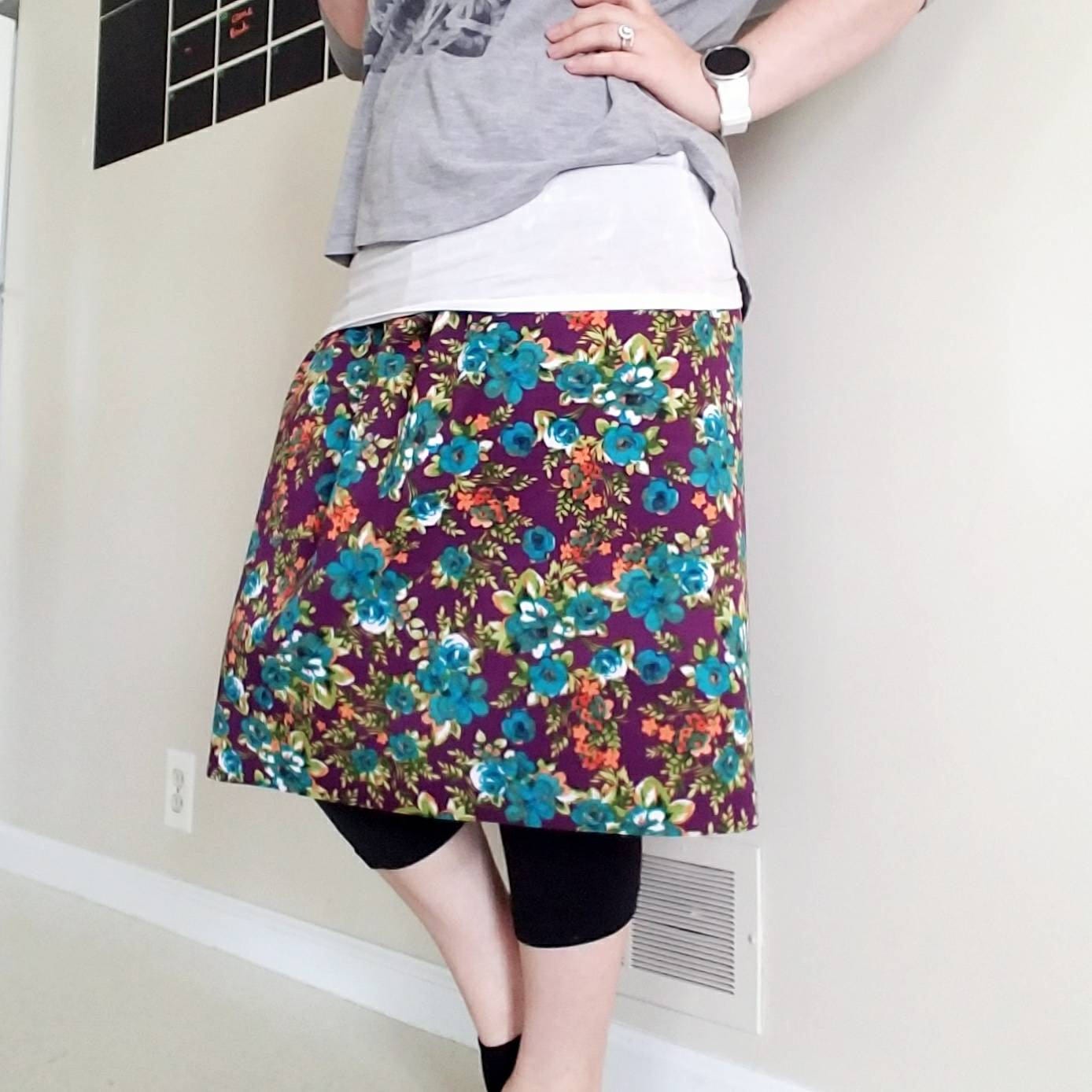 Modest Floral Exercise/Swim Skirt with Built in Leggings