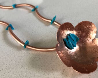 Handmade Copper And Turquoise Necklace