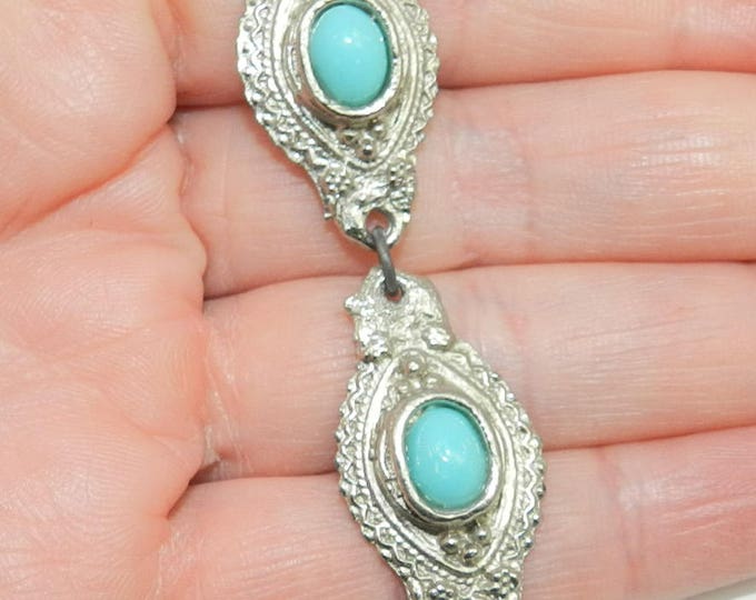 Antique BOHO Turquoise Silver Link Bracelet, Jerusalem, Israel, Boho Jewelry, Gift Idea, Vintage Jewelry Jewellery, Spring Trend