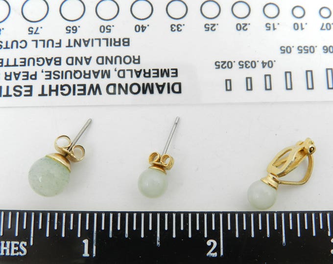 JADE single earring lot Set of 3 Single Gemstone Earrings, Two Post Stud Earrings, Gemstone Post Single Earring, One Jade clip earring