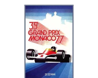 Grand Prix Monaco 1977 Car Races Vintage Poster Print Retro Art Free Us Post Low EU & CA Post Buy 3 Get 1 Free