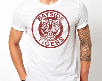 Bayside Tigers - Saved By The Bell Inspired Funny Mens Graphic T- Shirt - Tee - AC Slater - Screech Free Shipping