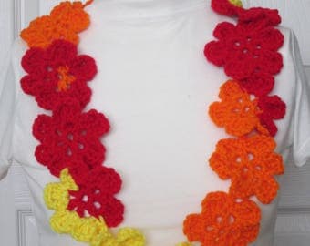 Hawaiian Yarn Lei,Floral lei~Twisted lei~6 Patel lei~5 Finger lei~Prefect for any Special Events/Occasions-Red/Orange/Yellow