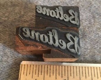 Vintage Letterpress Printers Block 2 Beltone Logo Name Type Stamp