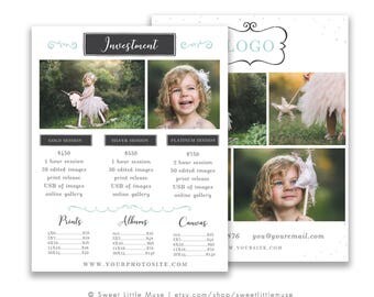 Photography Pricing Template, price guide template, sell sheet, photography pricing template, photography marketing template