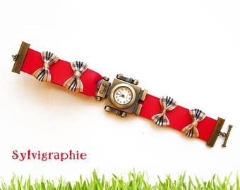 Red robot leather watch