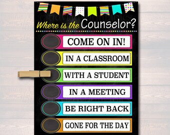 Where is the Counselor Door Sign, Classroom Decor, School Counselor Gifts, Office Door Hanger, Counselor Office Decor, Psychology Office