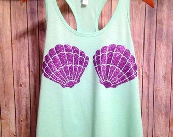 Little Mermaid Tank, Ariel Tank, Princess Ariel Shirt, Solid Shell Shirt, Beach Tank, Disney Tank, Ariel Inspired
