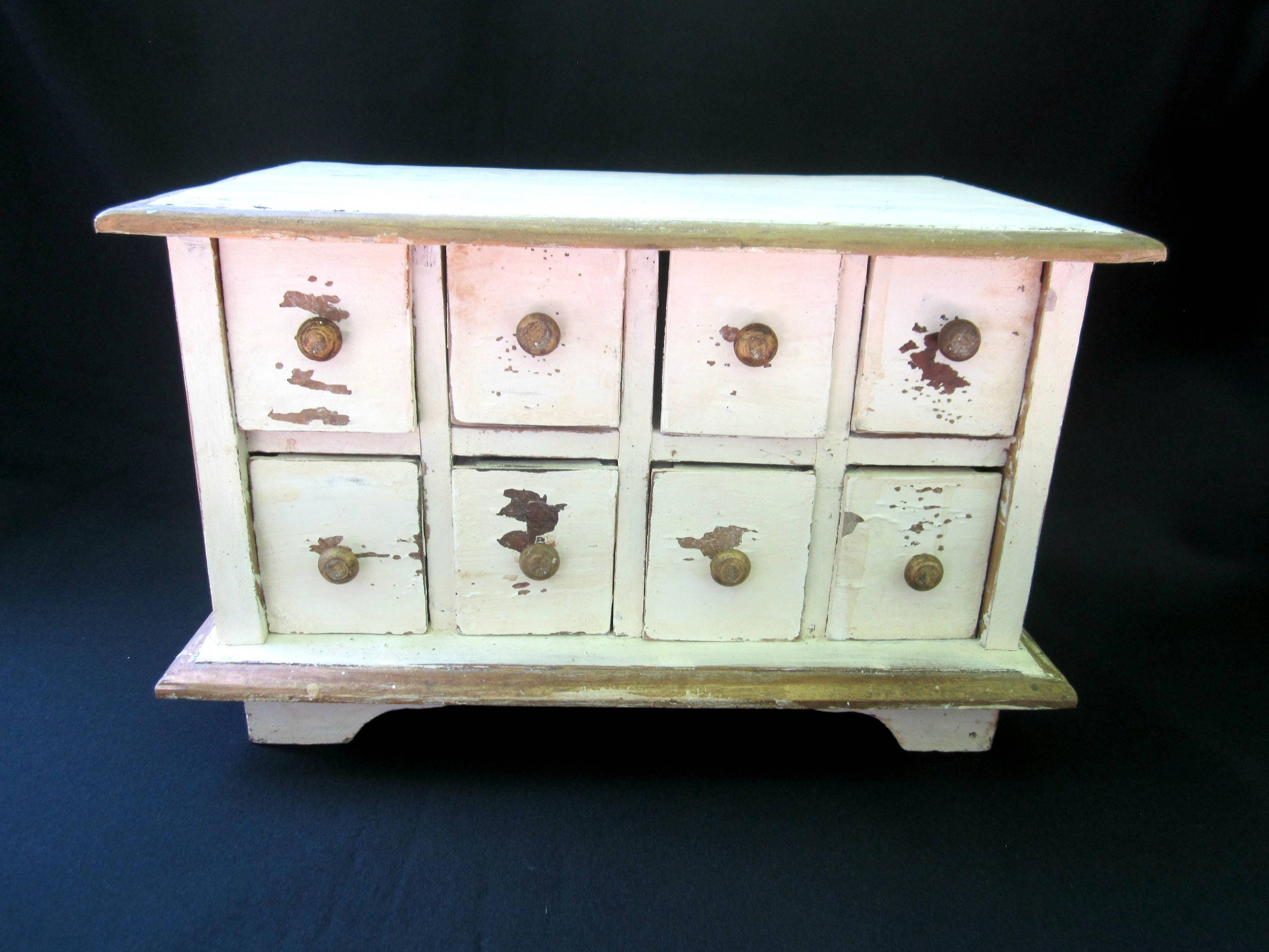 Small Wood Chest With Drawers Naturally Distressed Hand Made