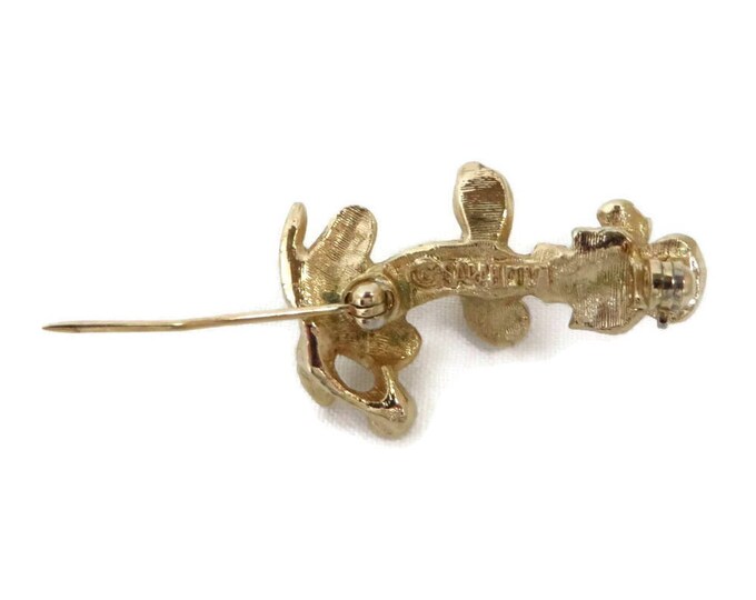 Poodle Brooch, Sarah Coventry Pin, Vintage French Poodle Pin, Gold Tone 1960s Begging Dog Pin, Gift for Her