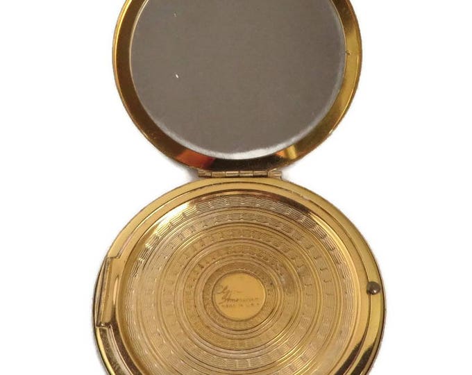 Elgin American Compact - Vintage 1940s Gold Tone Compact, Round Makeup Collectors Compact