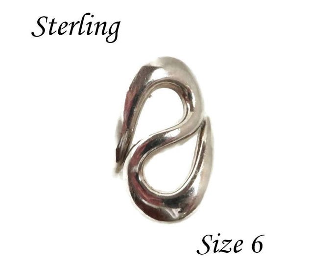 Sterling Silver Abstract Ring, Vintage Israel Curvy Ring, Modernist Ring, Gift Idea, Size 6