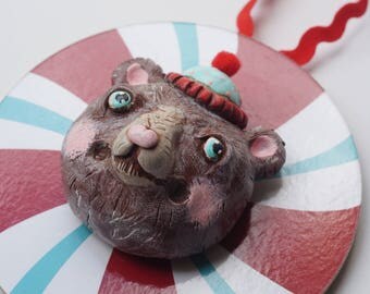 Winter bear Christmas Ornament Christmas folk art ornament