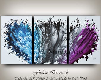 Painting, Abstract Art, Large Wall Art Blue Contemporary Art Original Abstract Painting on Canvas Wall Hanging Home Decor Modern Art Nandita