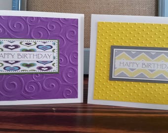 Birthday Card Set; Gorgeous Handmade Greeting Cards; Colorful Embossed Cards; Fun Colors