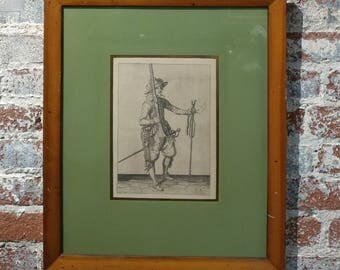 16th century Soldiers with weapons - Pair of antique Engravings