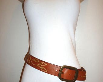 The SALE Is On SALE Beautiful Must See Vintage Cognac Leather Belt, Sz.M
