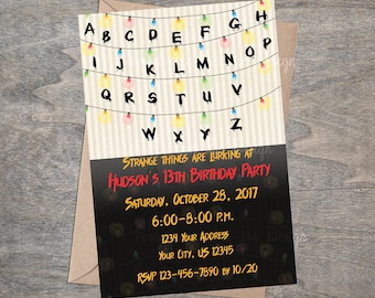 Halloween Spooky Birthday Party Costume Event Stranger Things Creepy Upside Down Printable Invitation