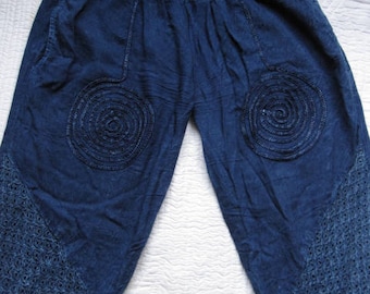 Boho Hippie Blue Harem Pants Waist 14-22"