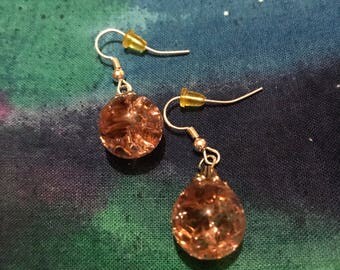 Rose glass marble earrings