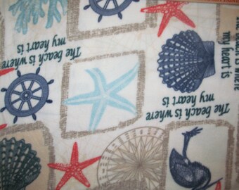 Beach Seashore Fleece Fabric 1 yard + 32 inches RARE VHTF