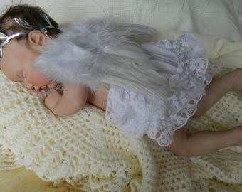Reborn Baby Doll Feather wings leaf hairband and white frilly knickers photo prop silicone doll newborn baby